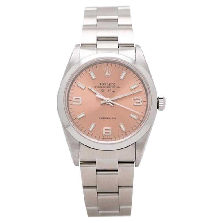 2011 Rolex Air King Stainless Steel Salmon Dial Model 114200m with Papers