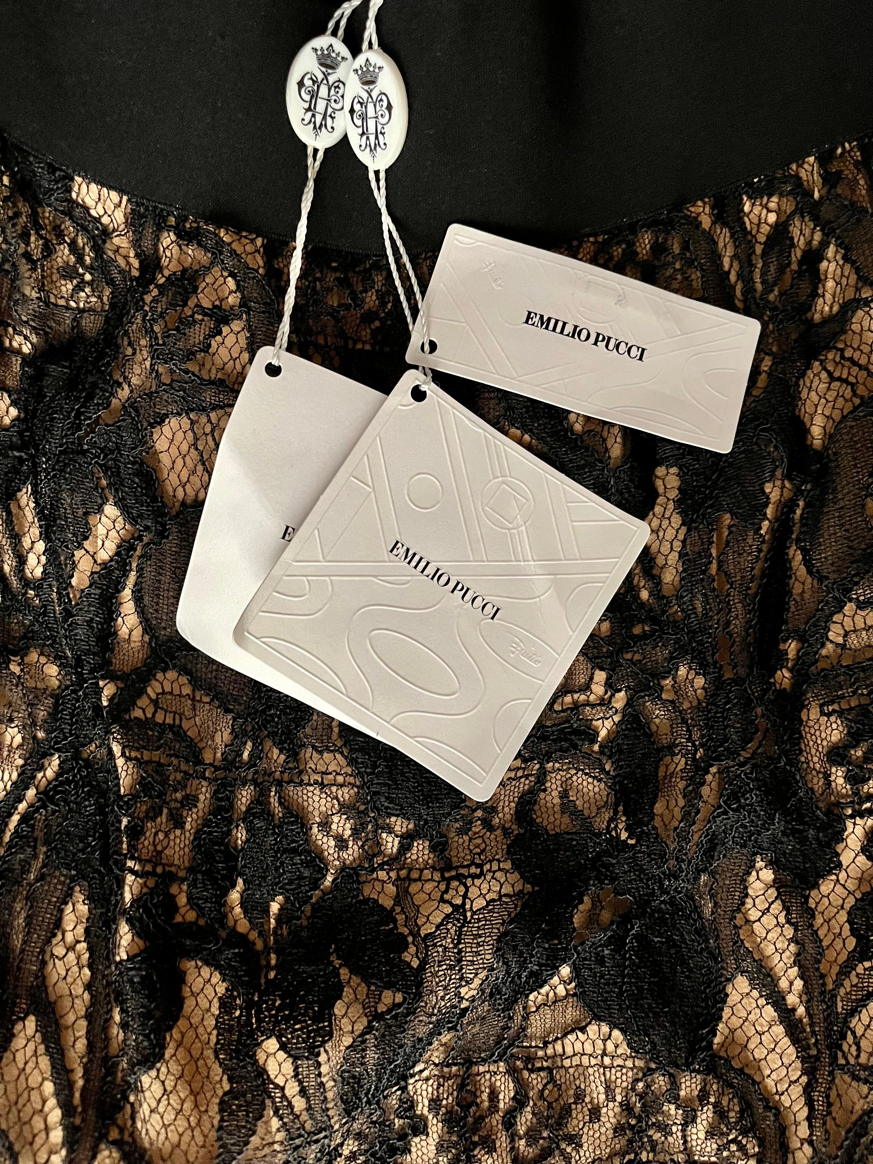 2011 Vintage Emilio Pucci Vestido de Encaje Negro NWT en Nuevo estado para la venta en Montgomery, TX