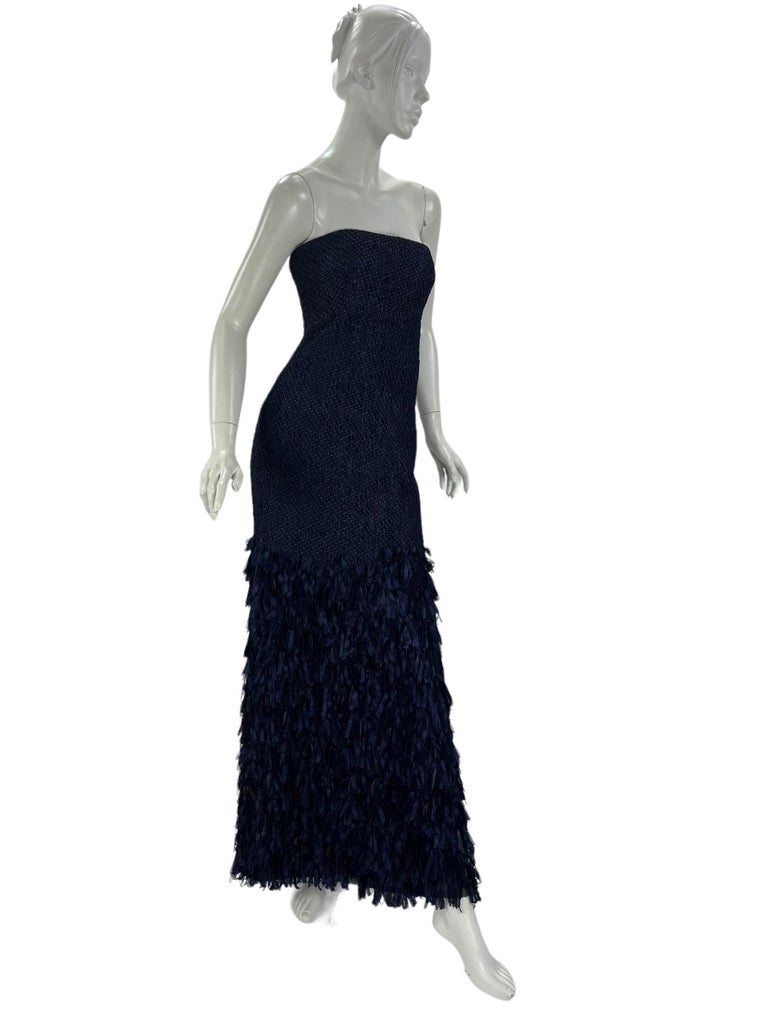 2011 Vintage Giorgio Armani woven silk strapless navy blue dress gown 42 - 6 For Sale at 1stDibs 2011 Vintage Giorgio Armani woven silk strapless navy blue dress gown 42 - 6 For Sale at 1stDibs