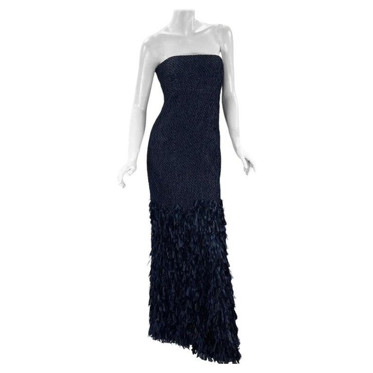 2011 Vintage Giorgio Armani woven silk strapless navy blue dress gown 42 - 6 For Sale at 1stDibs 2011 Vintage Giorgio Armani woven silk strapless navy blue dress gown 42 - 6 For Sale at 1stDibs