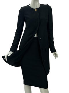 2011 Vintage Versace Black Tweed Coat Jacket with Skirt Suit