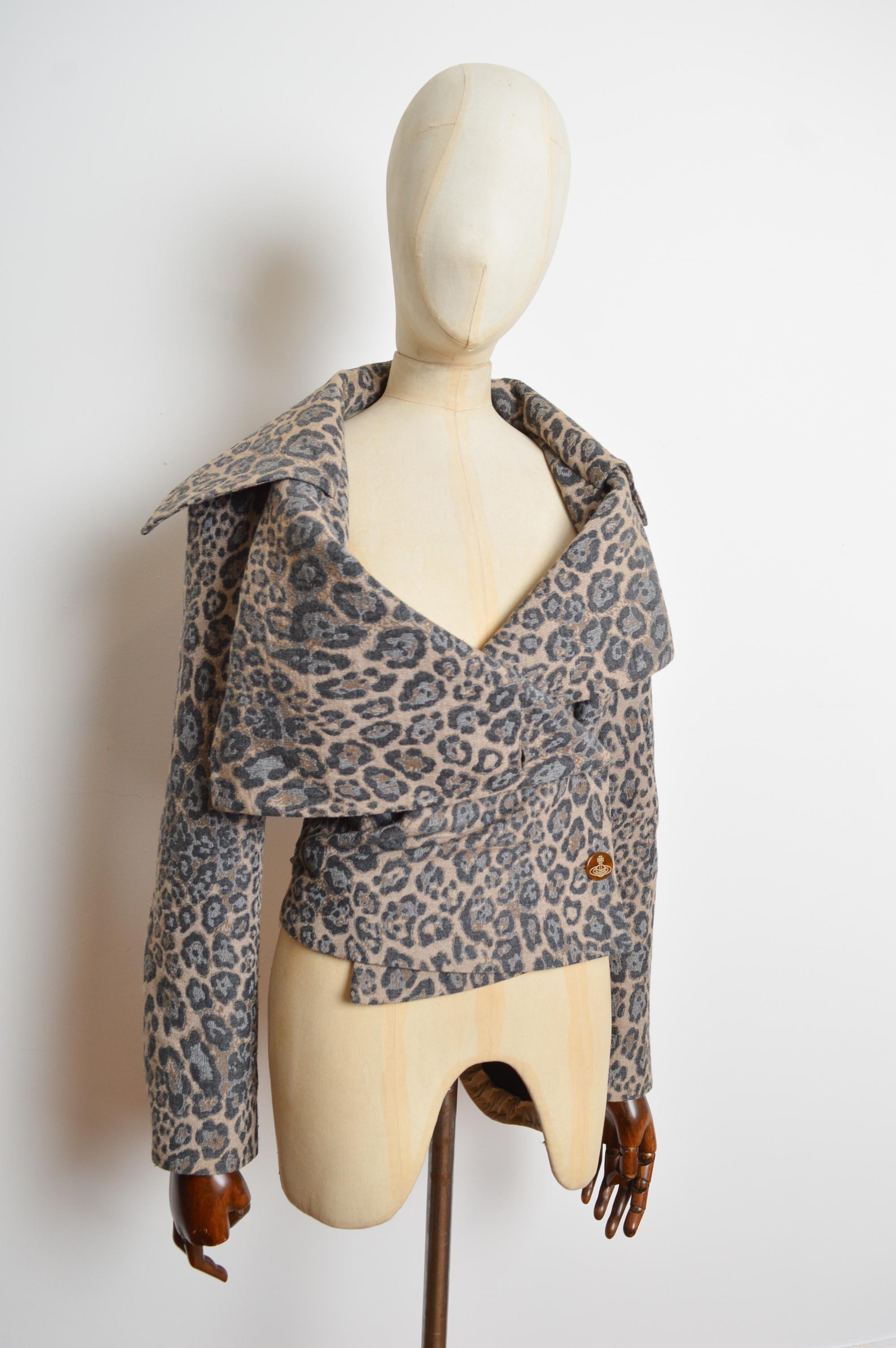 2011 Vivienne Westwood Leopard print wool fitted Crop Jacket 5