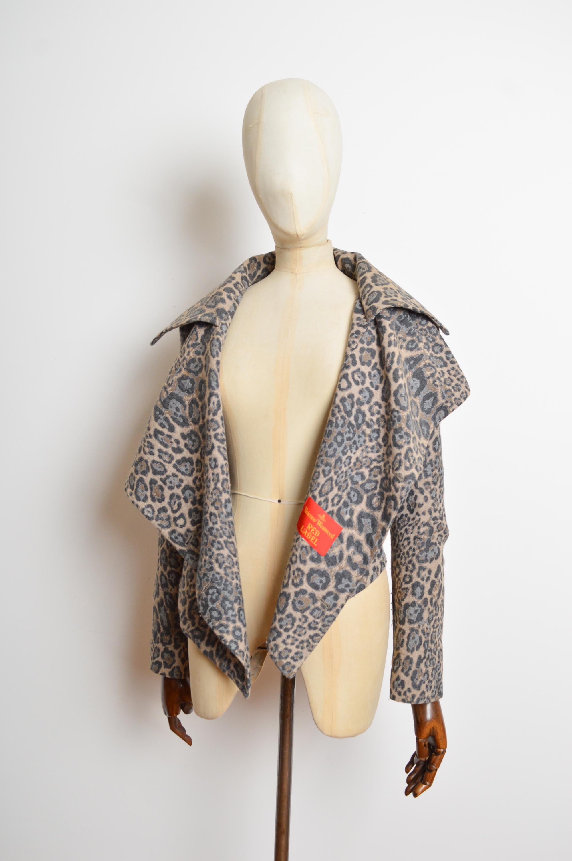 2011 Vivienne Westwood Leopard print wool fitted Crop Jacket 6