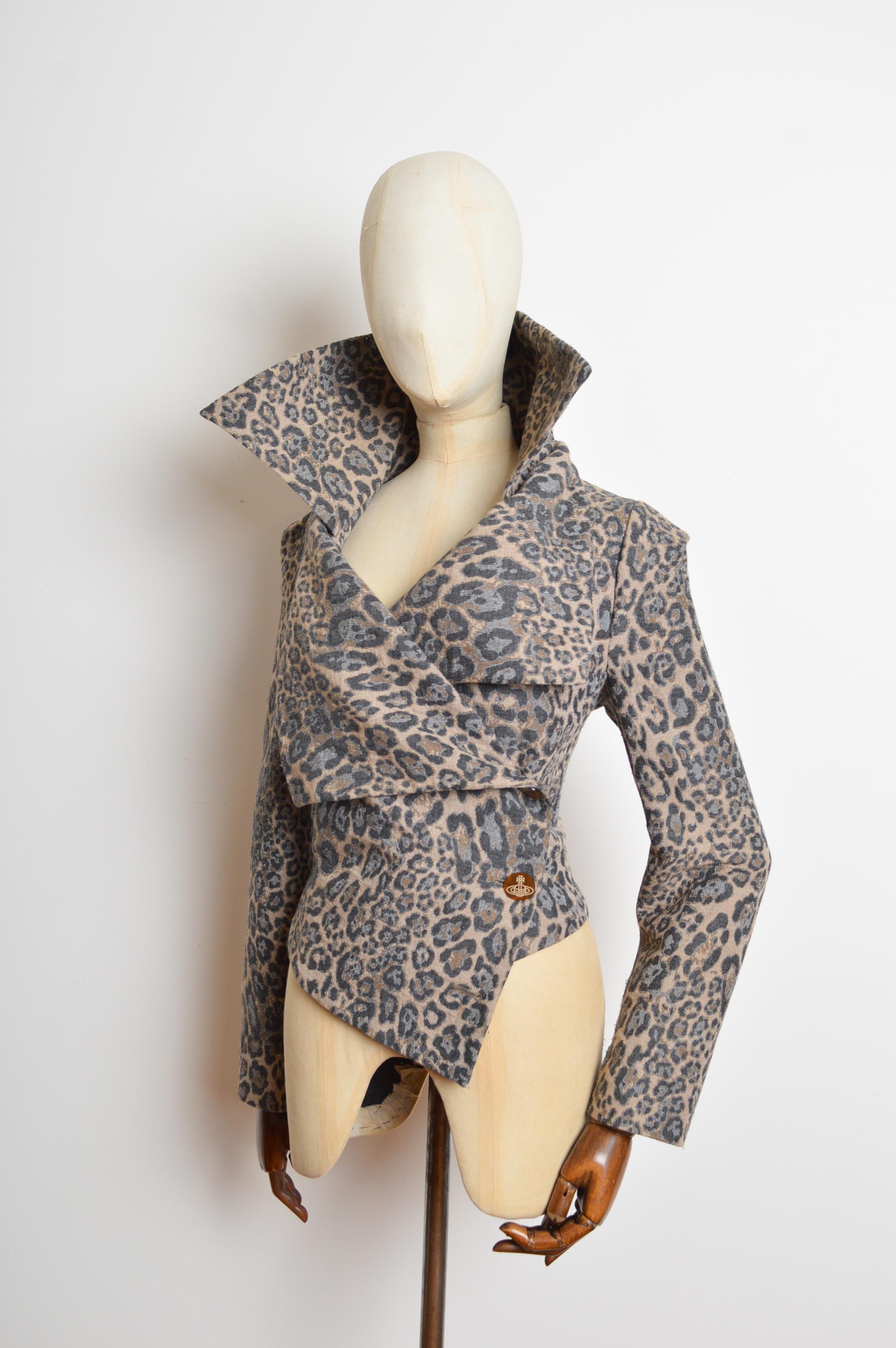 2011 Vivienne Westwood Leopard print wool fitted Crop Jacket 9