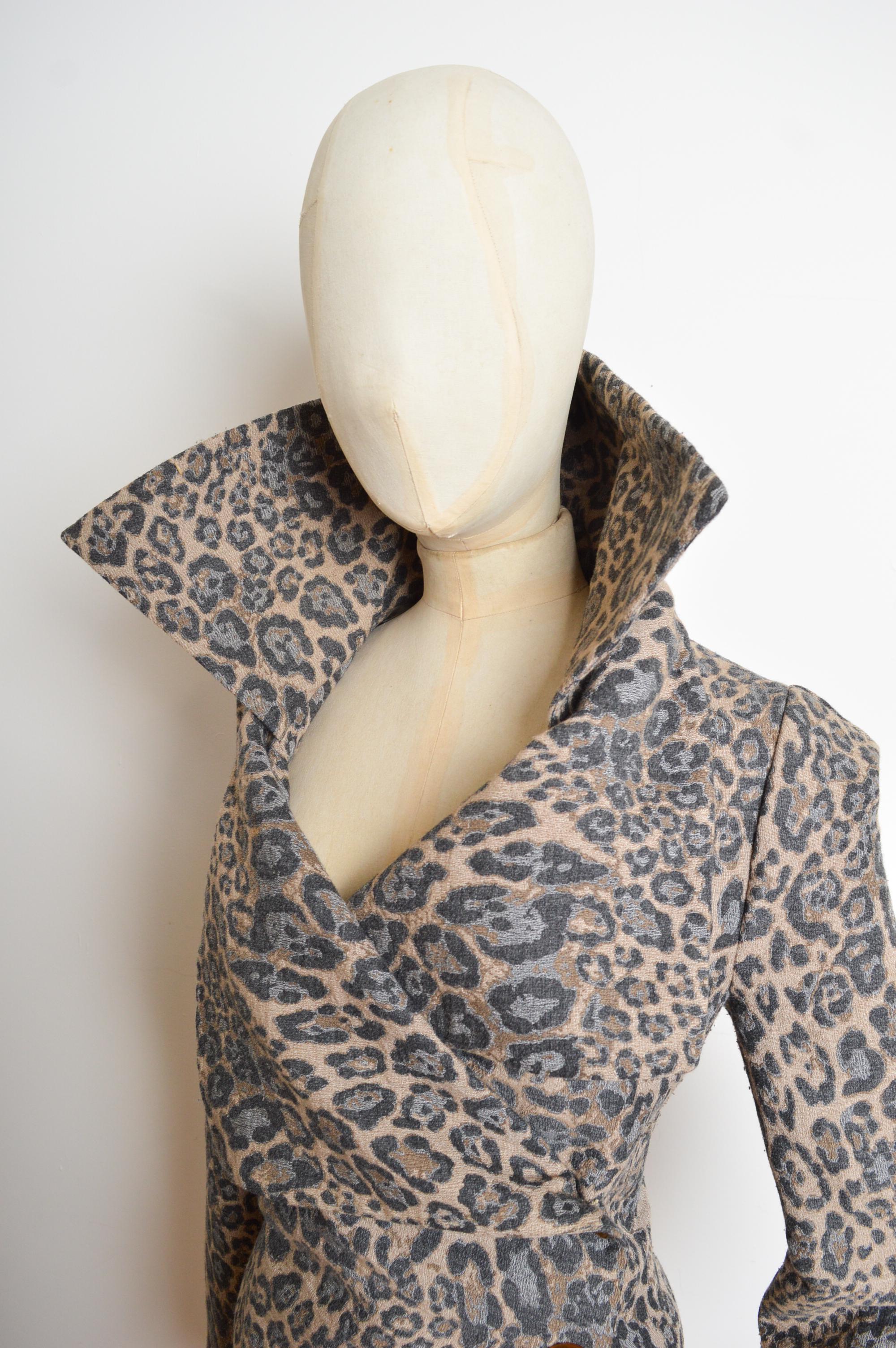 2011 Vivienne Westwood Leopard print wool fitted Crop Jacket 10