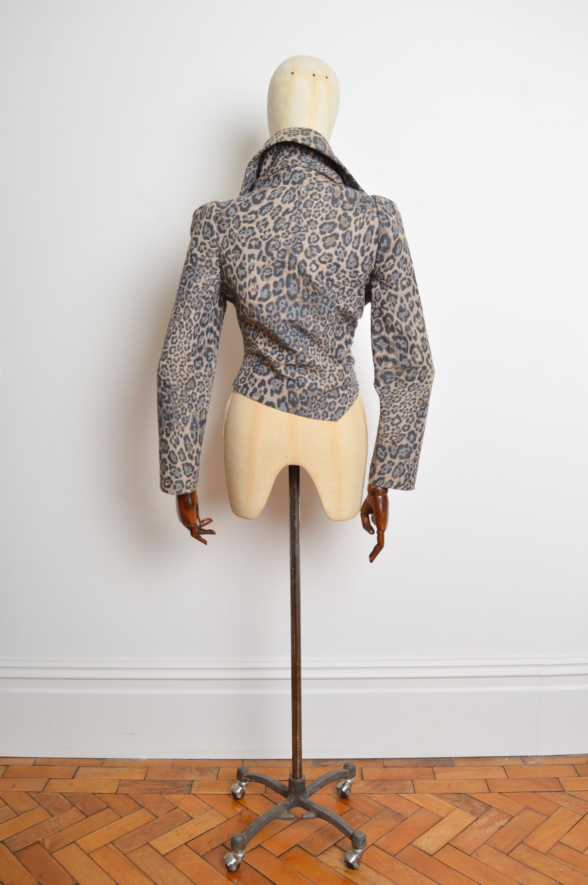 2011 Vivienne Westwood Leopard print wool fitted Crop Jacket 11