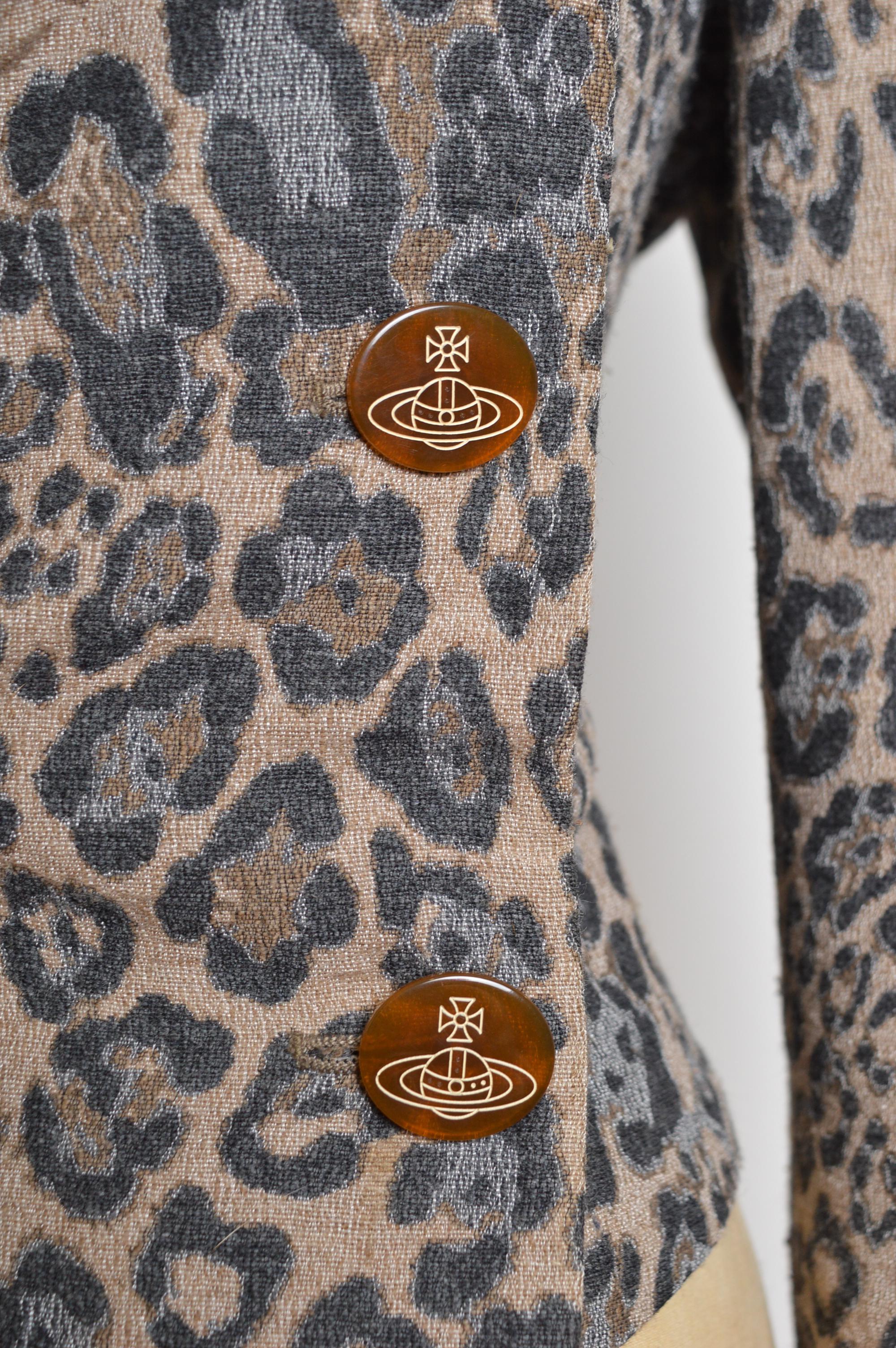 Women's 2011 Vivienne Westwood Leopard print wool fitted Crop Jacket