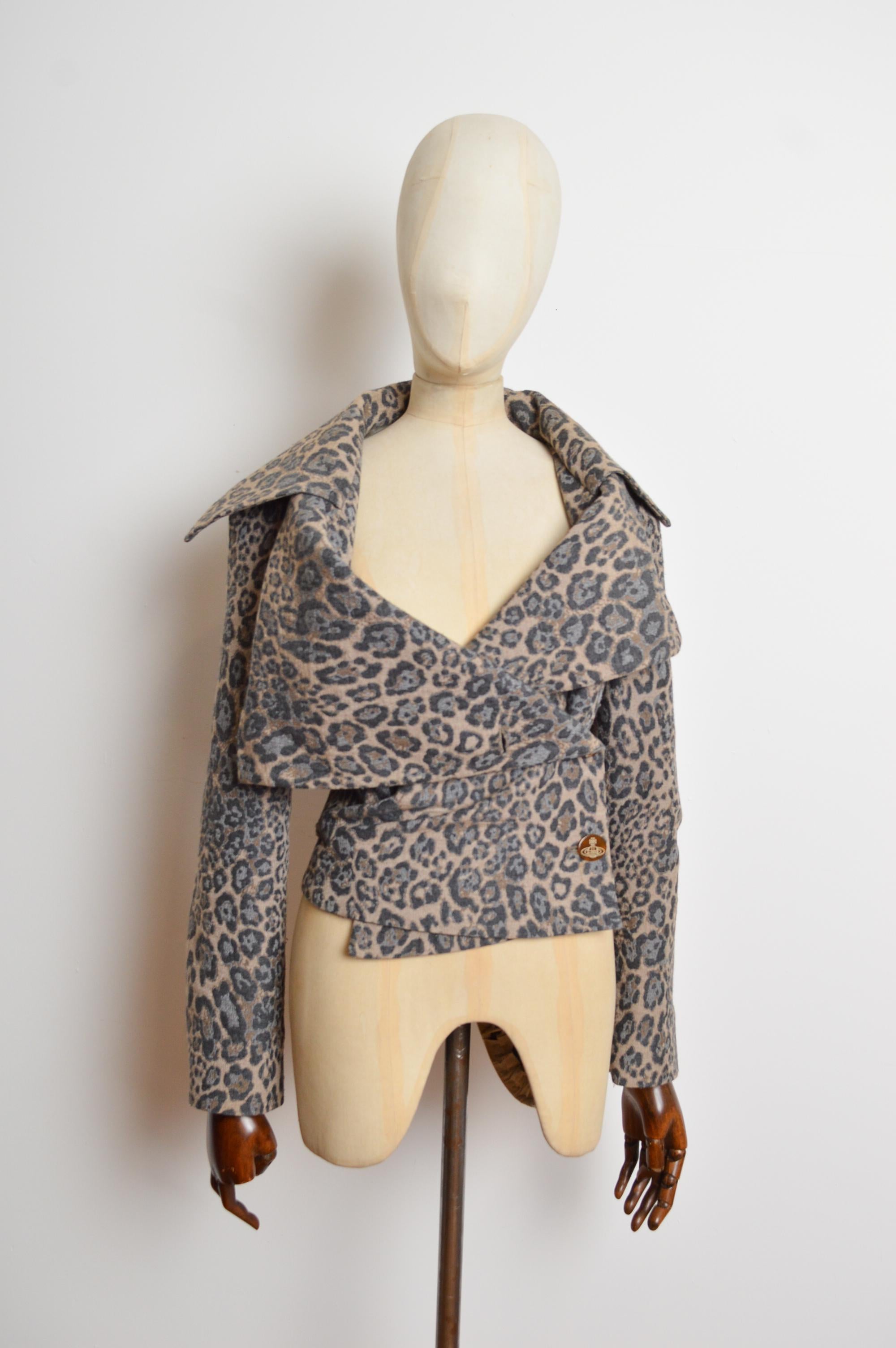 2011 Vivienne Westwood Leopard print wool fitted Crop Jacket 4
