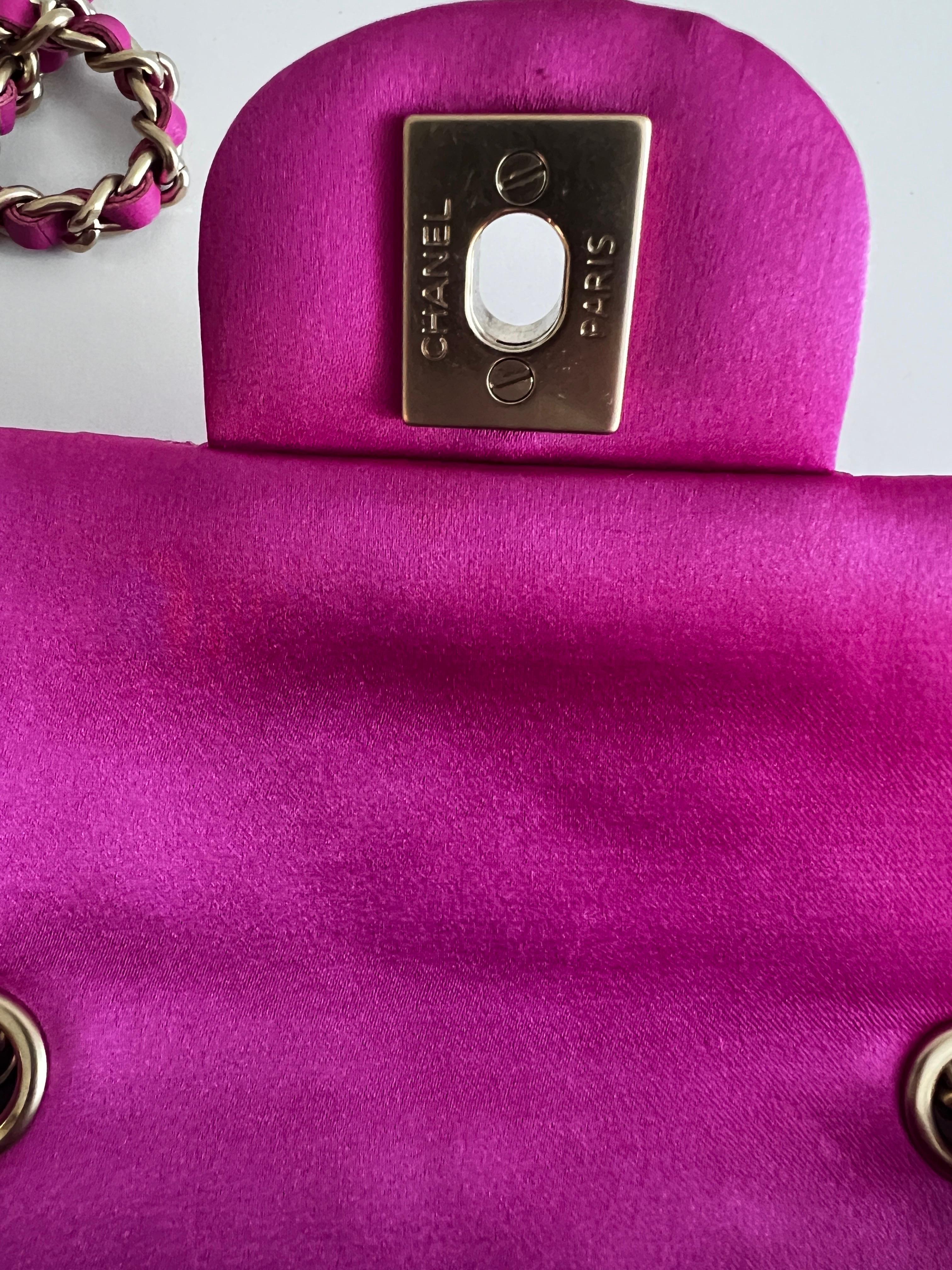 2012-2013 Chanel extra mini pink satin classic flap bag 3