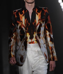 2012 Alexander McQueen Flame Print Tailored Blazer for Men