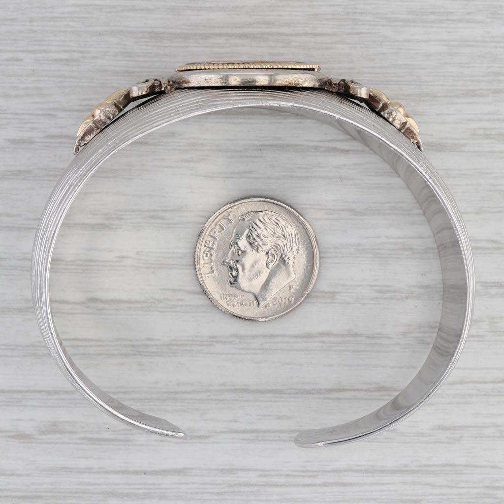 Women's 2012 American Eagle Coin Cuff Bracelet Sterling Silver 22k 14k Gold 6.75