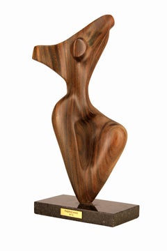 2012 Argentine Biomorphic Wood Sculpture with Marble Base by Fabriciano Gómez