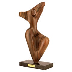 2012 Argentinische biomorphe Holzskulptur mit Marmorsockel von Fabriciano Gómez