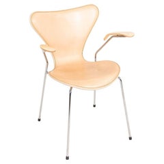 2012 Arne Jacobsen for Fritz Hansen Series 7 Dining Arm Chair Maple and Leather