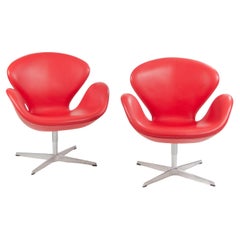 2012 Arne Jacobsen Fritz Hansen Denmark Swan Chairs Leather Upholstery Knoll