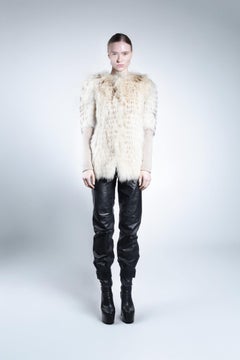 2012 Beige with Black Speckles Racoon Dog Fur Jacket
