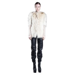 2012 Beige with Black Speckles Racoon Dog Fur Jacket