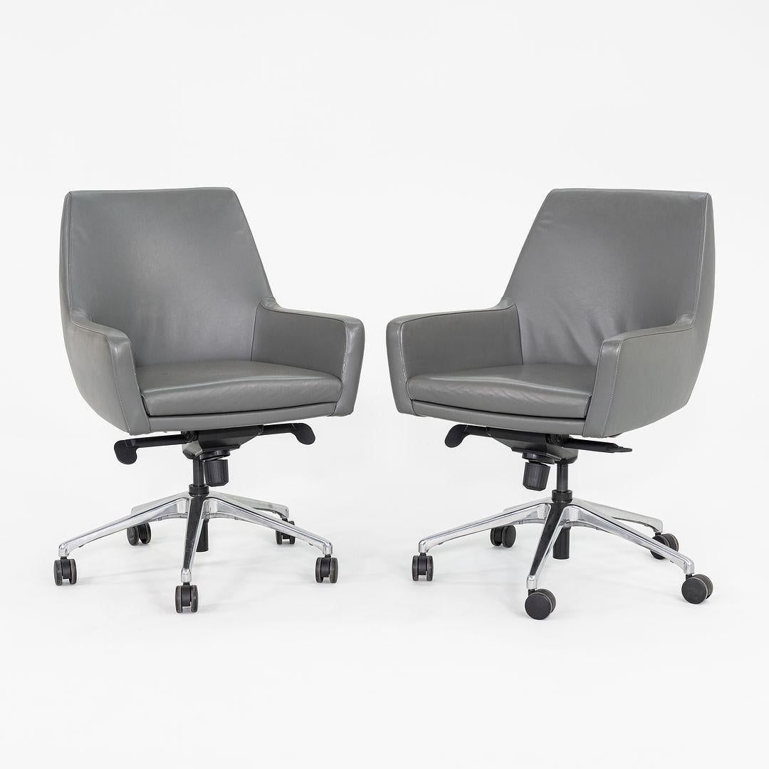 2012 Bernhardt Design Cardan Büro-Schreibtischstühle aus grauem Spinneybeck-Leder im Angebot 4