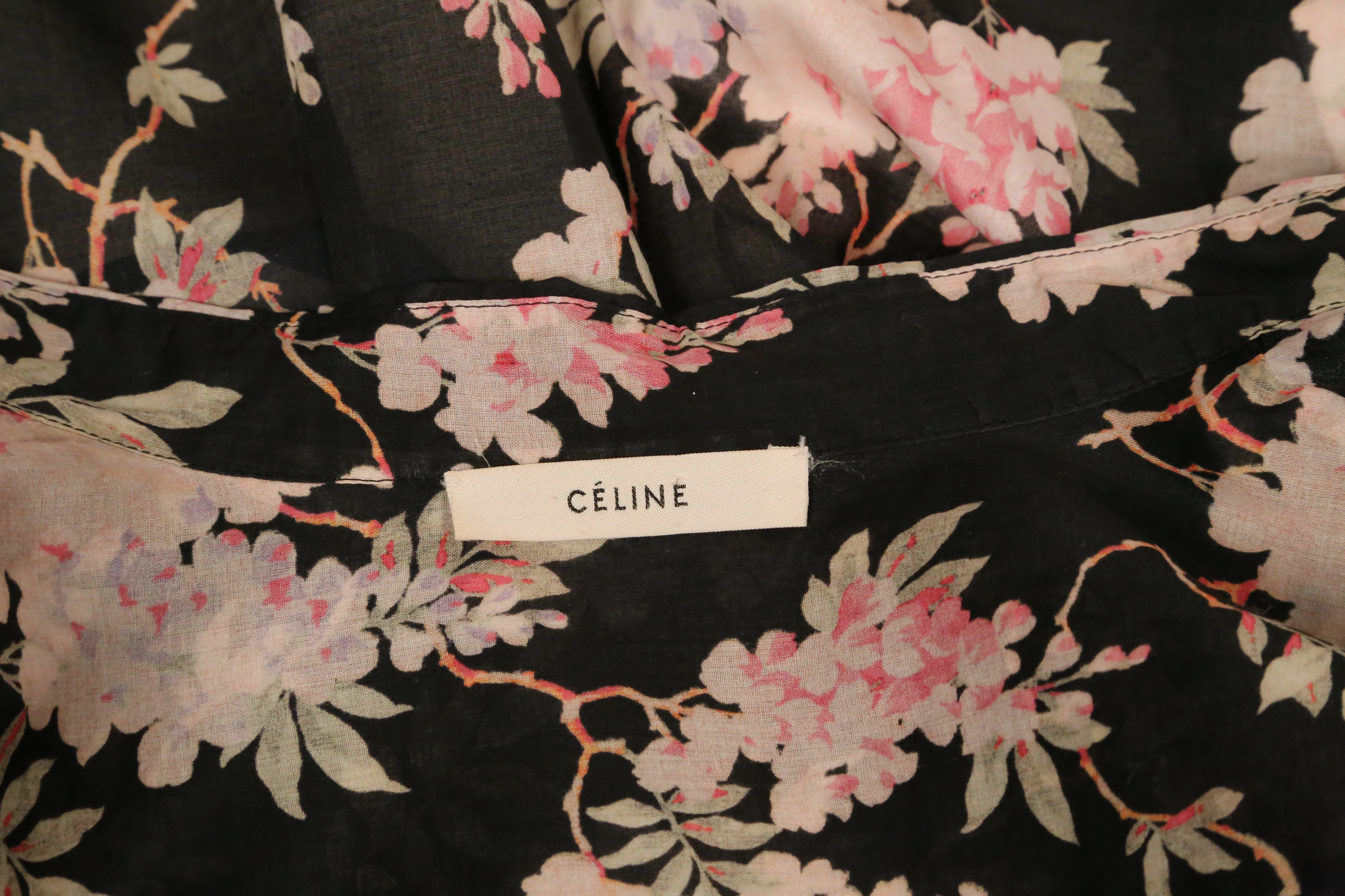 2012 Celine by Phoebe Philo chemise en coton et soie à imprimé floral 5