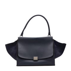 2012 Celine Navy Drummed Calfskin Leather & Suede Large Trapeze