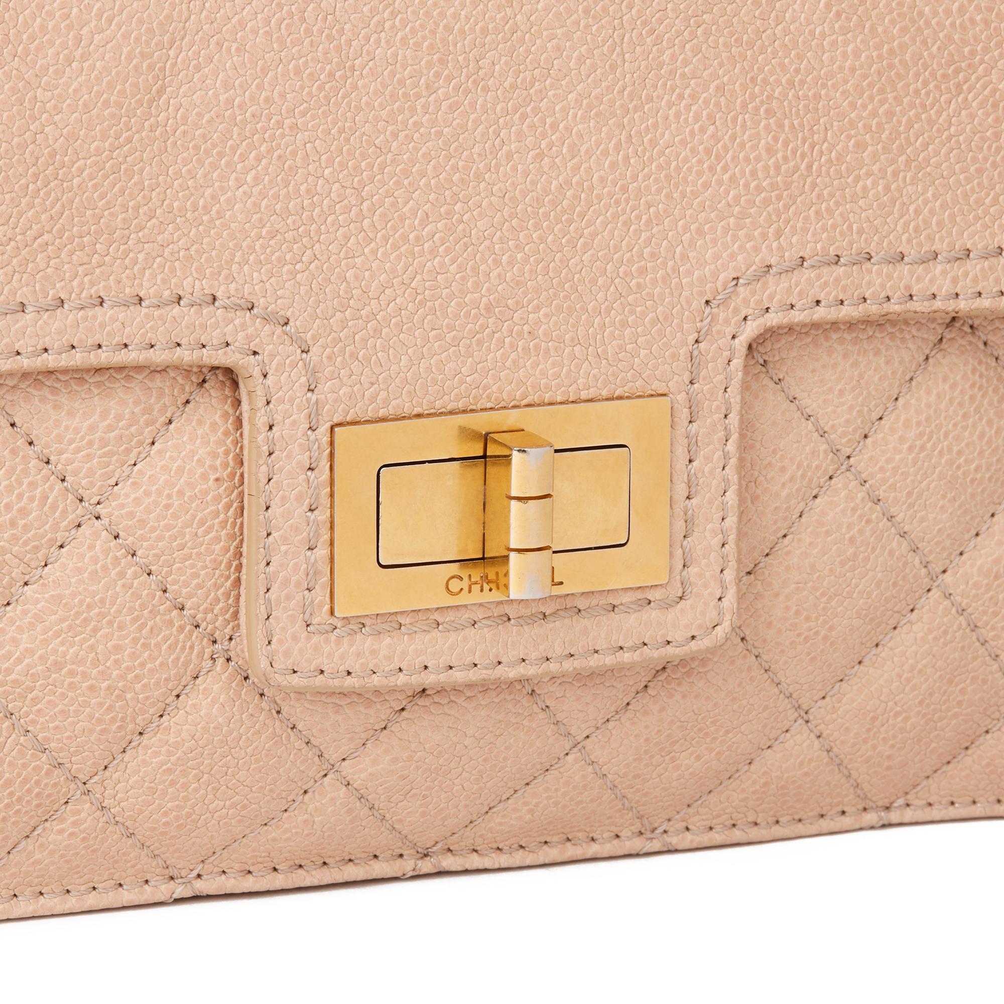2012 Chanel Beige Quilted Caviar Leather 2.55 Reissue Classic Single Flap Bag 4