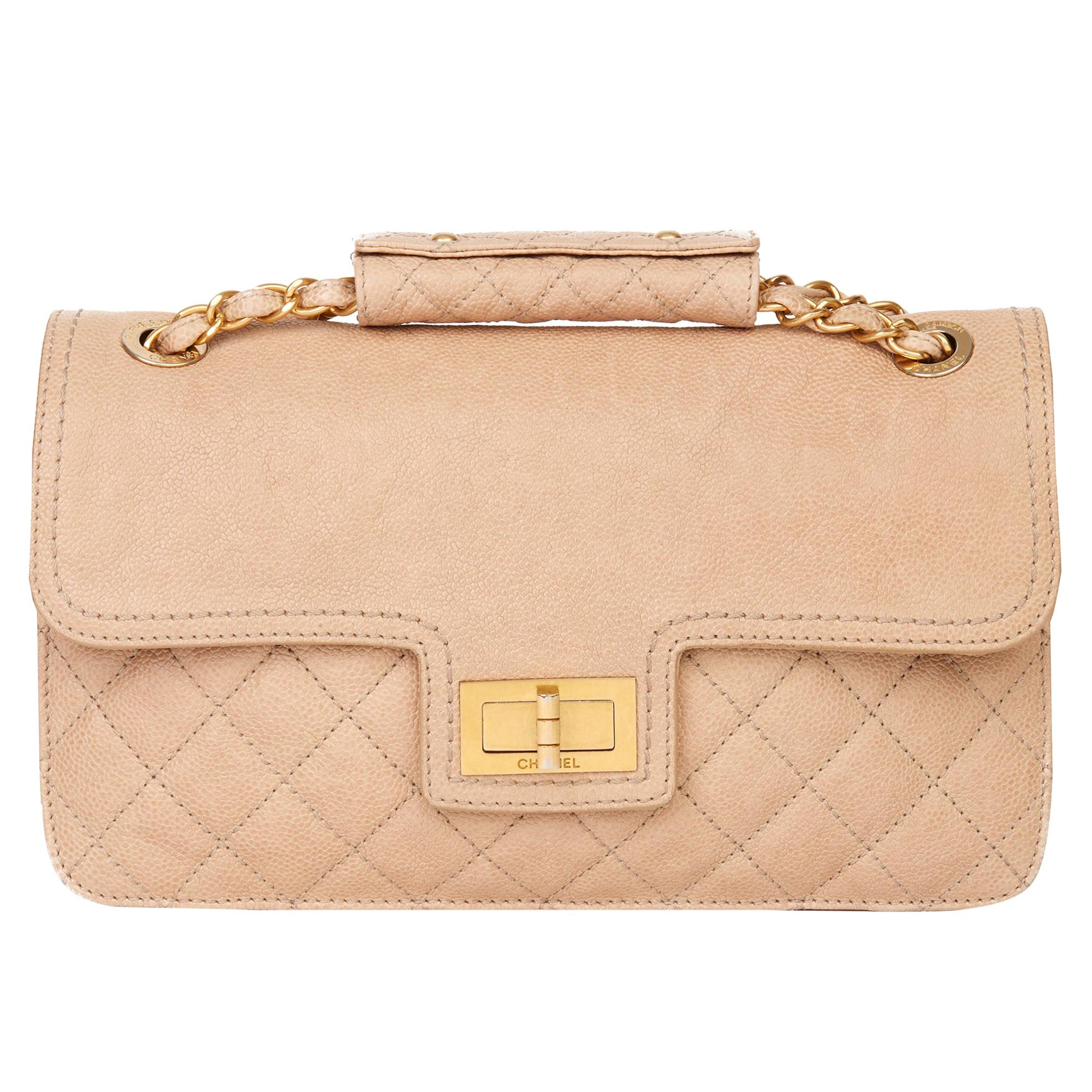 2012 Chanel Beige Quilted Caviar Leather 2.55 Reissue Classic Single Flap  Bag at 1stDibs