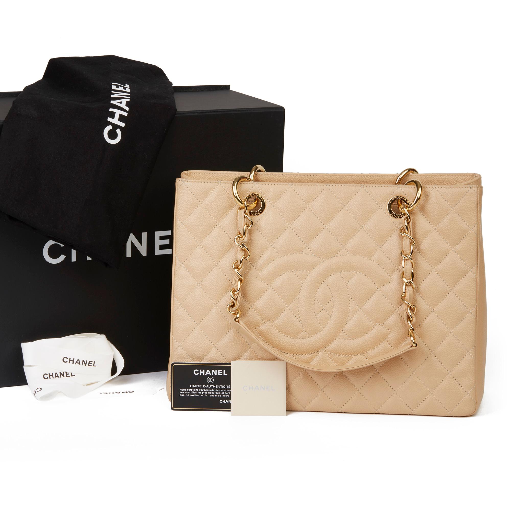 2012 Chanel Beige Quilted Caviar Leather Grand Shopping Tote GST 6