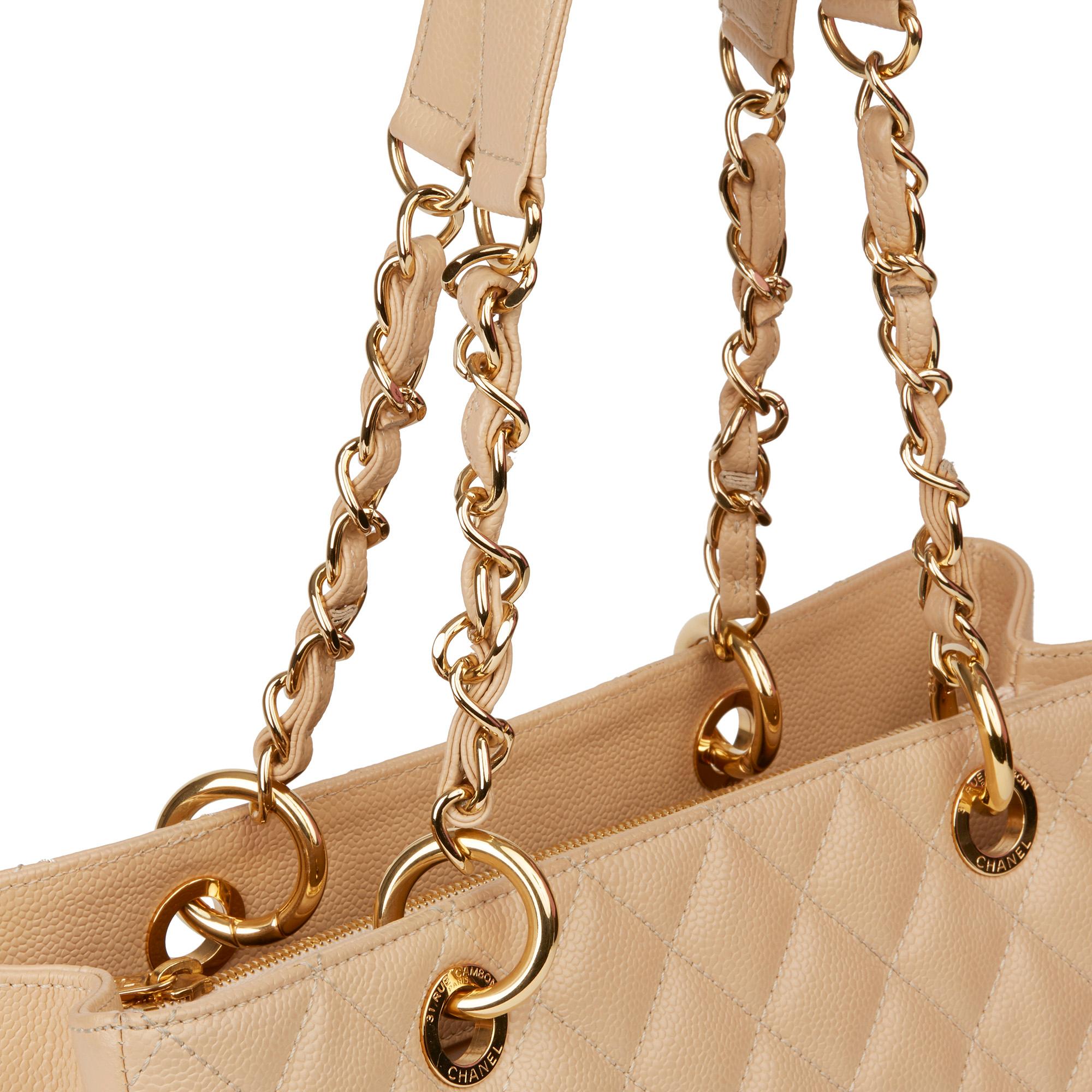 2012 Chanel Beige Quilted Caviar Leather Grand Shopping Tote GST 2