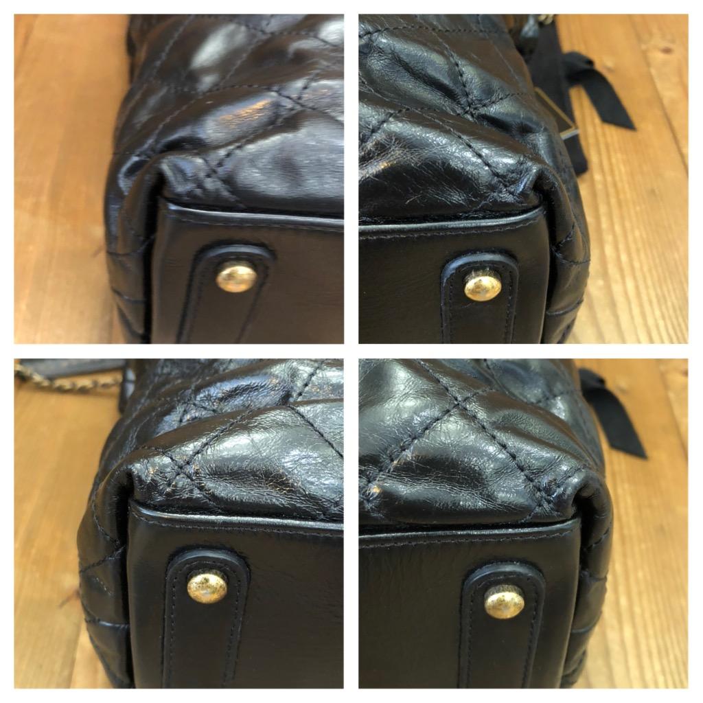 2012 CHANEL Black Distressed Calfskin Leather Stingray Bindi Tote 3
