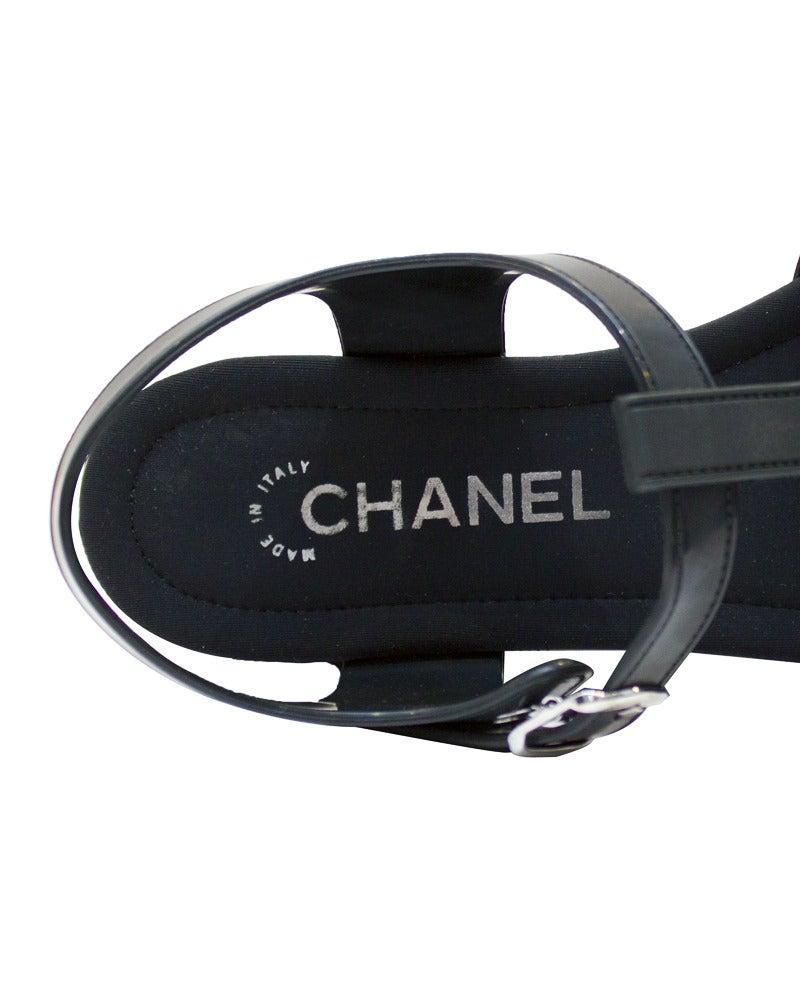 2012 Chanel Black Platform Rubber /Jelly Sandals with Neoprene Booties For Sale 1