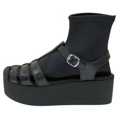 2012 Chanel Black Platform Rubber /Jelly Sandals with Neoprene Booties