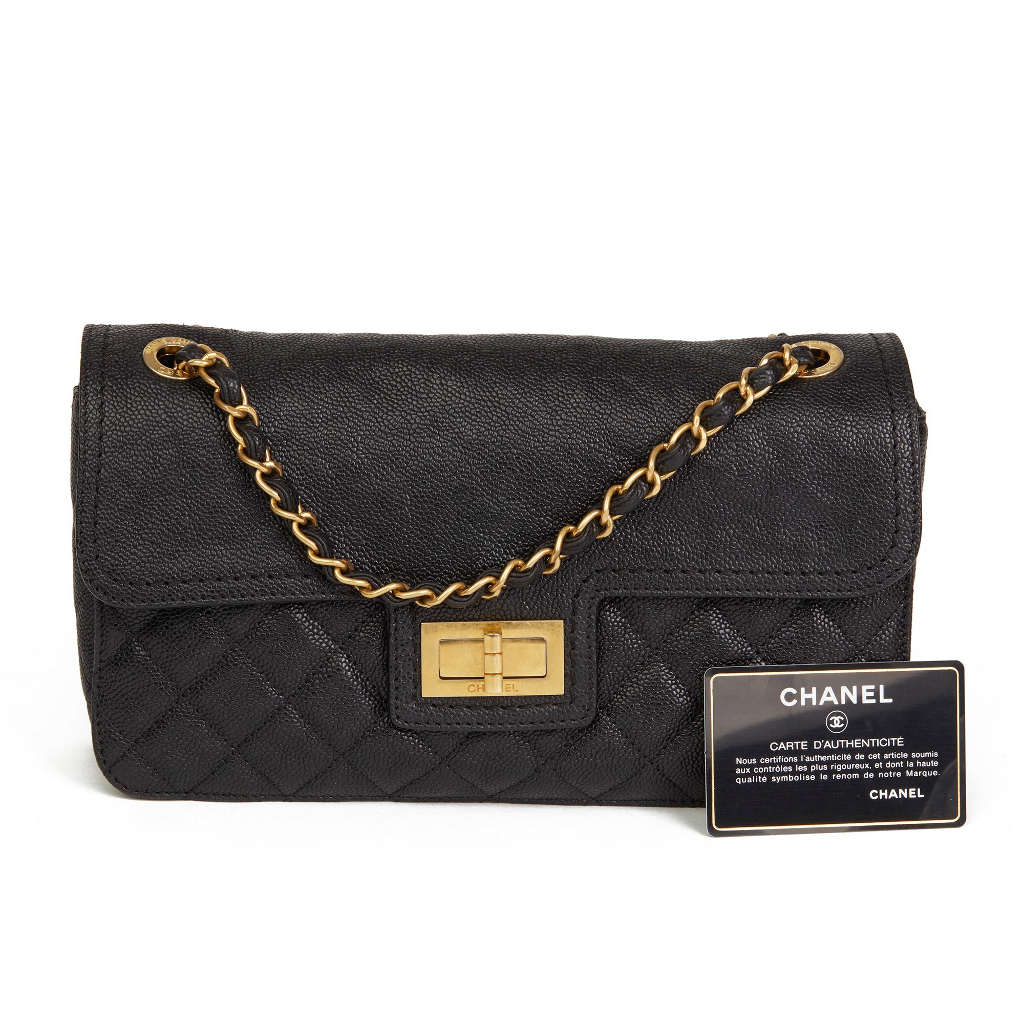 2012 Chanel Black Quilted Caviar Leather 2.55 Reissue Classic Single Flap Bag 7