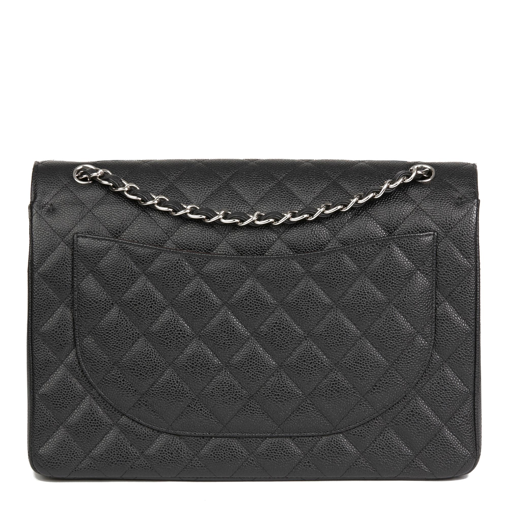 Women's 2012 Chanel Black Quilted Caviar Leather Maxi Classic Double Flap Bag