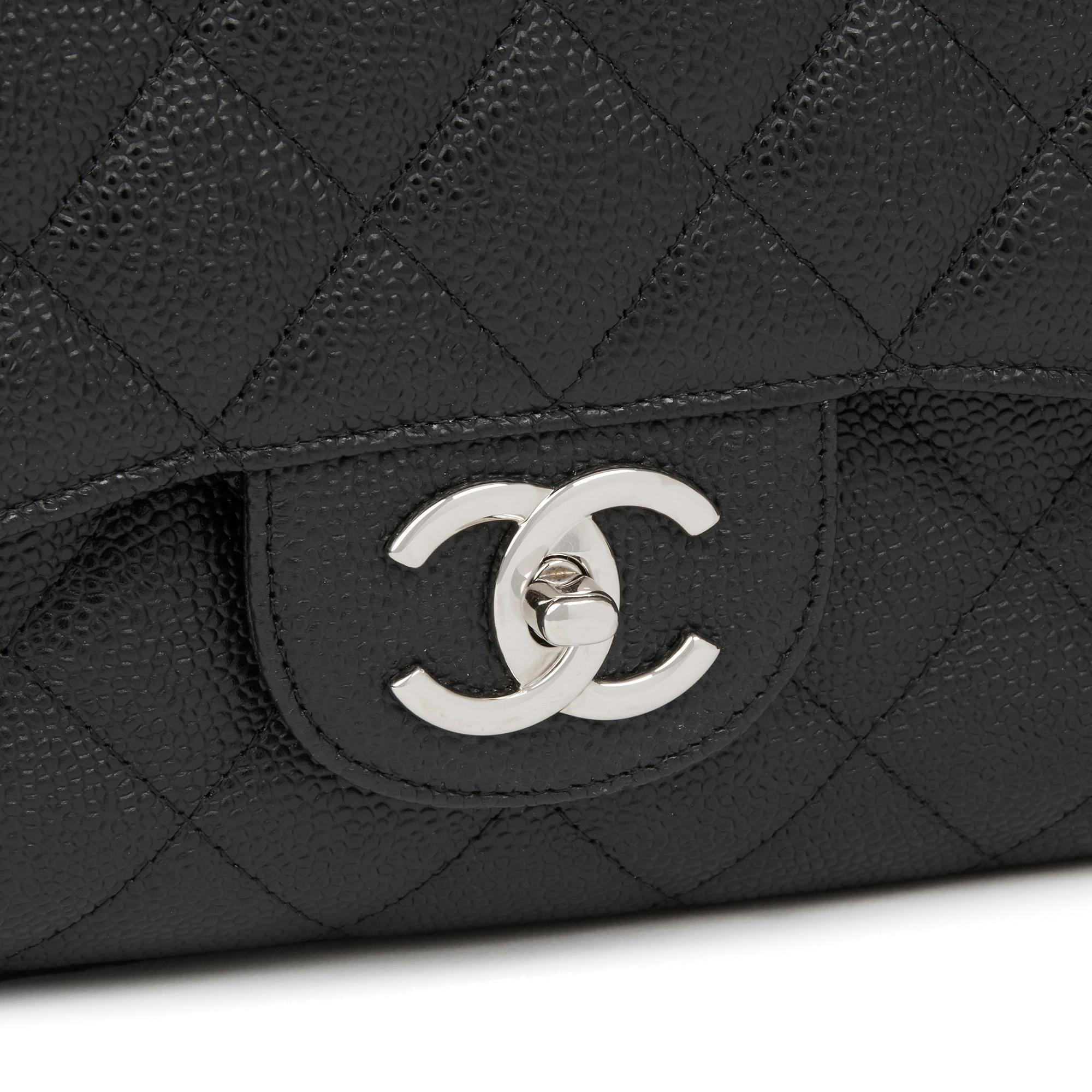 2012 Chanel Black Quilted Caviar Leather Maxi Classic Double Flap Bag 2