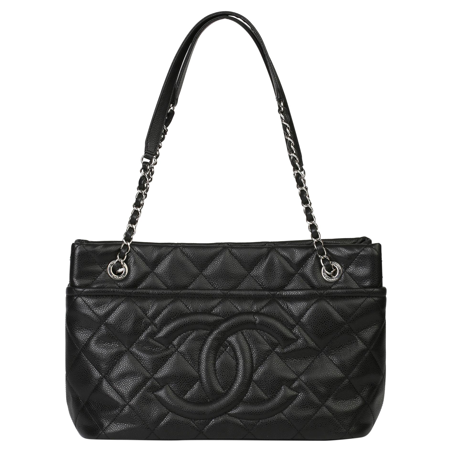 2012 Chanel Black Quilted Caviar Leather Timeless Shoulder Bag 