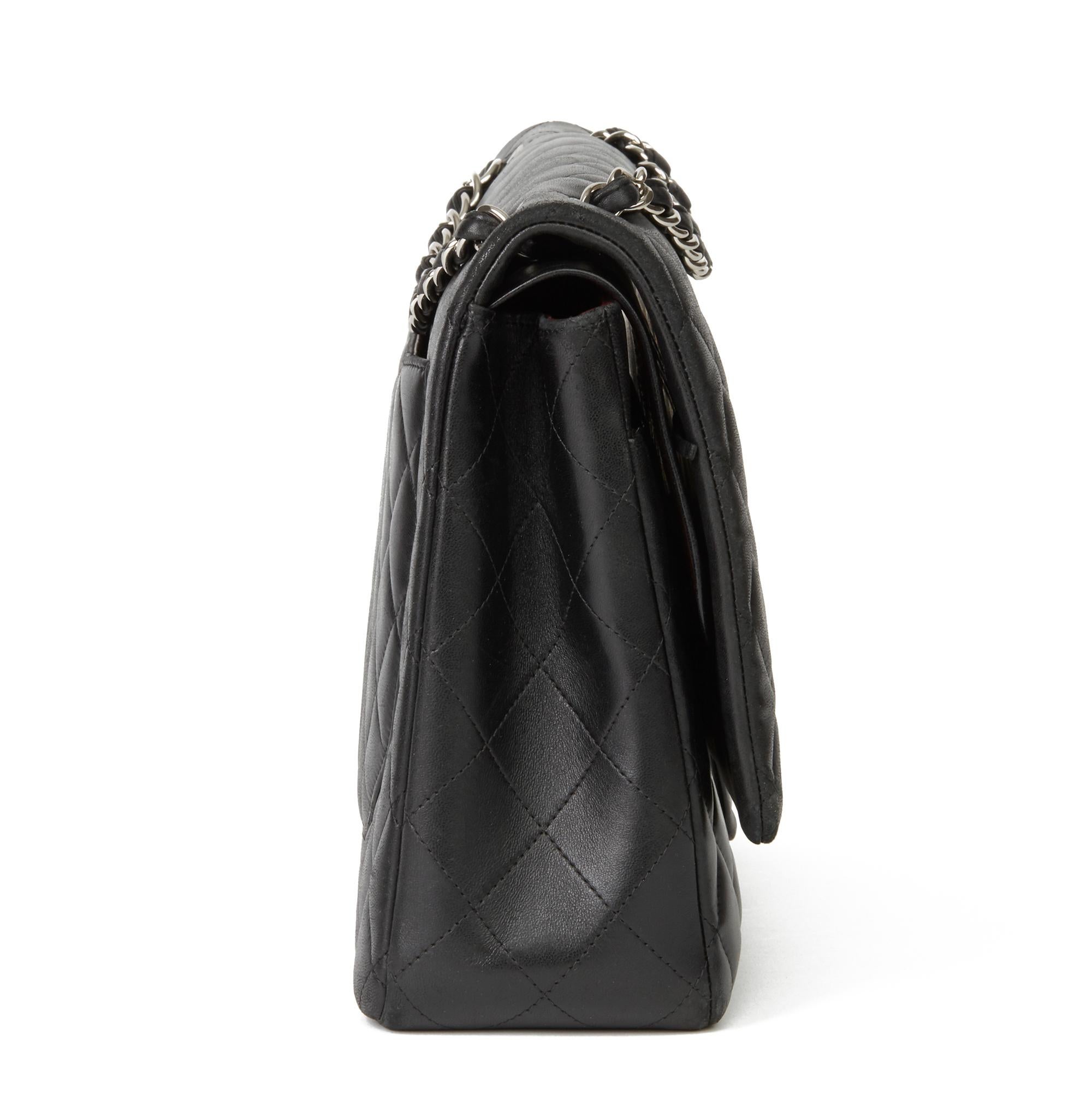 2012 Chanel Black Quilted Lambskin Maxi Classic Double Flap Bag In Good Condition In Bishop's Stortford, Hertfordshire