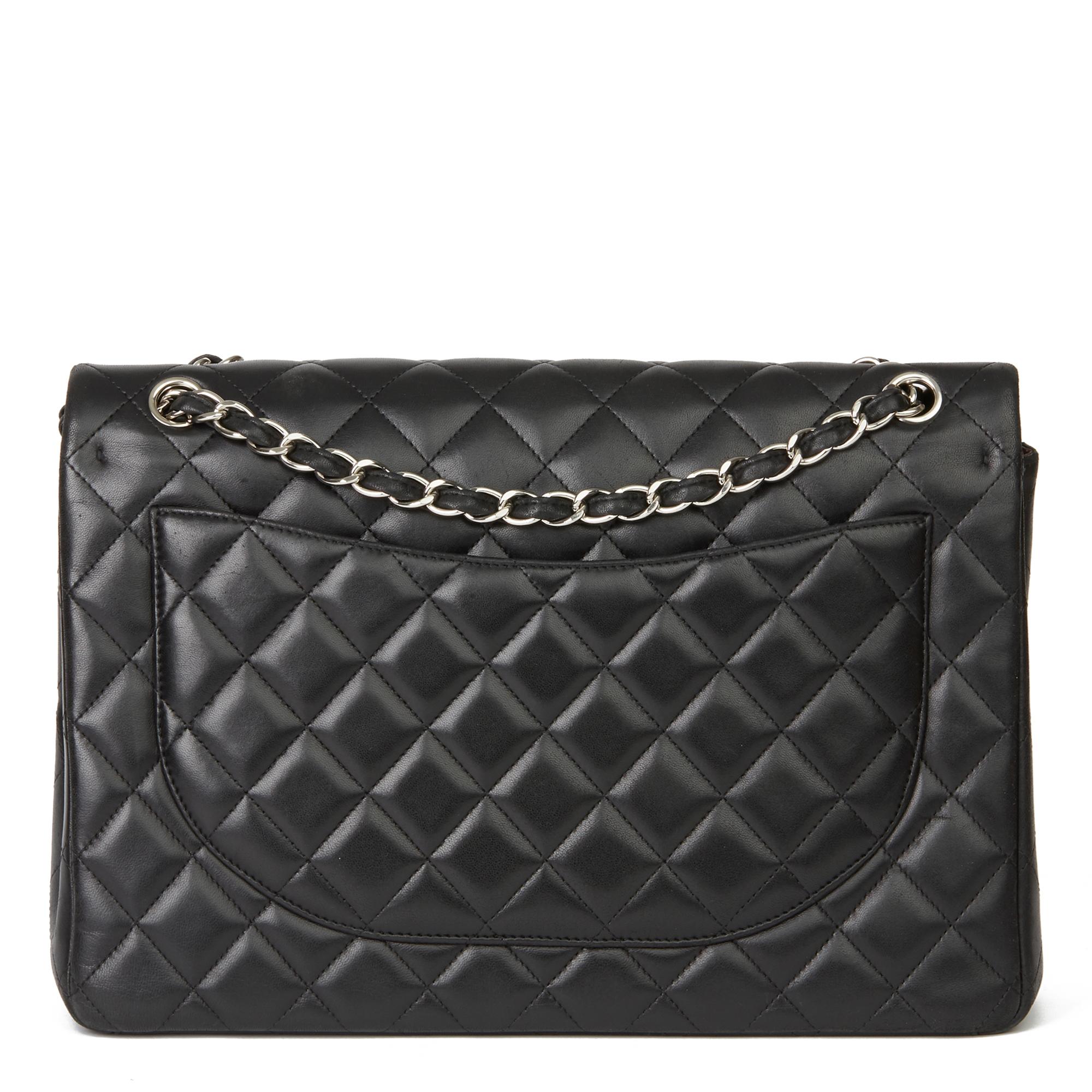 2012 Chanel Black Quilted Lambskin Maxi Classic Double Flap Bag 1