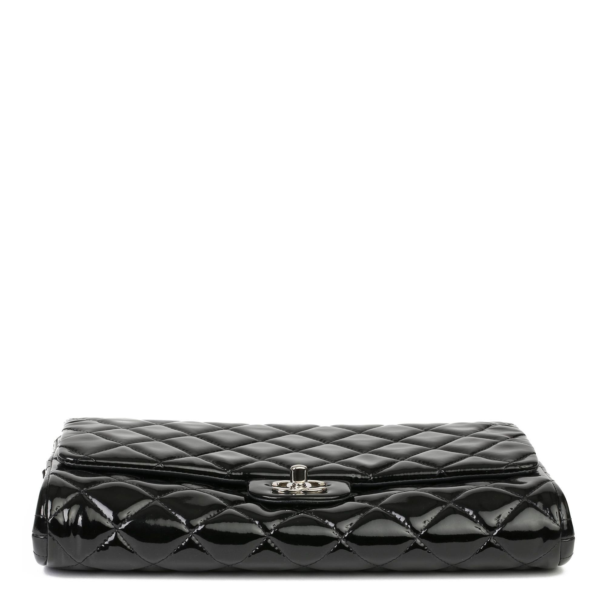 2012 Chanel Black Quilted Patent Leather Classic Clutch on Chain In Excellent Condition In Bishop's Stortford, Hertfordshire