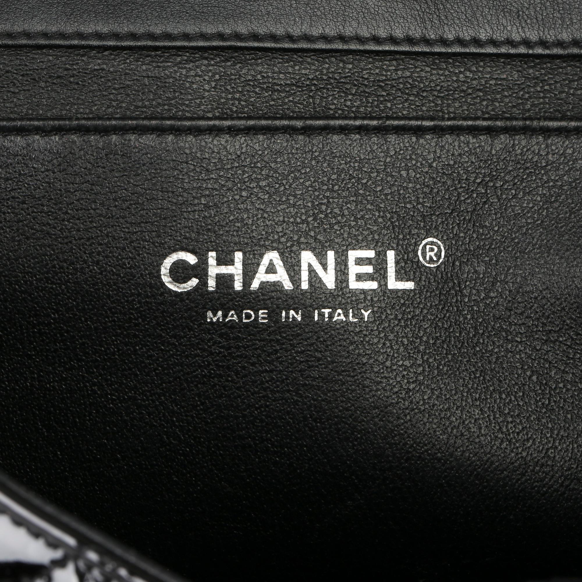 2012 Chanel Black Quilted Patent Leather Classic Clutch on Chain 2