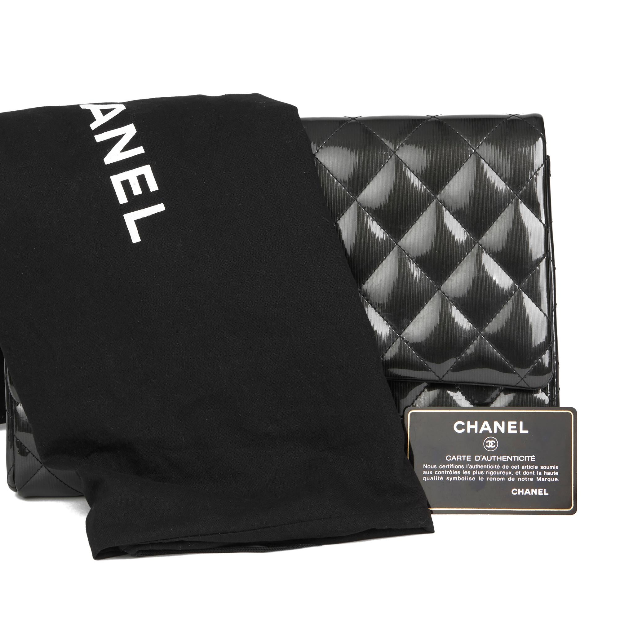 2012 Chanel Black Quilted Patent Leather Clutch-on-Chain 7