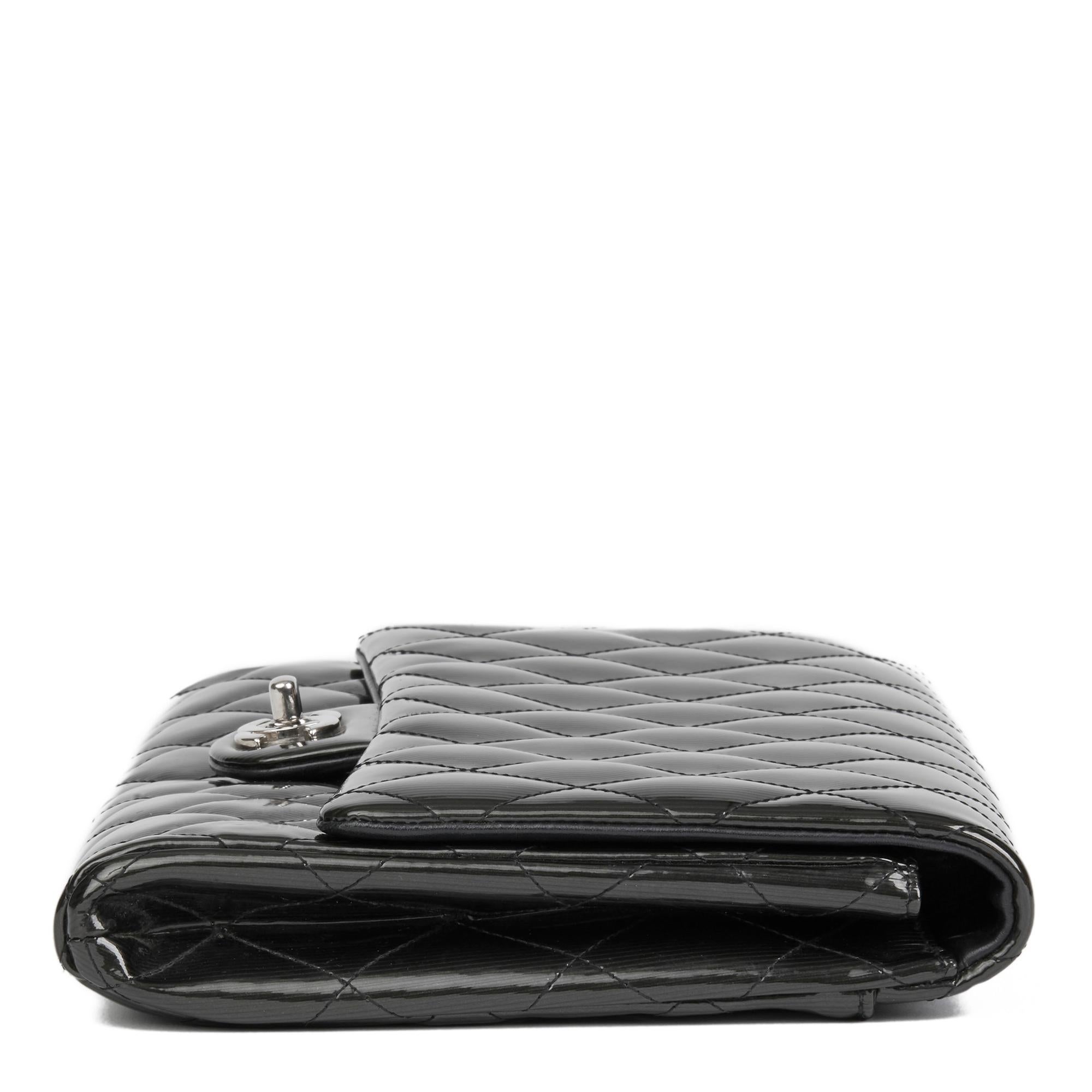 2012 Chanel Black Quilted Patent Leather Clutch-on-Chain In Excellent Condition In Bishop's Stortford, Hertfordshire
