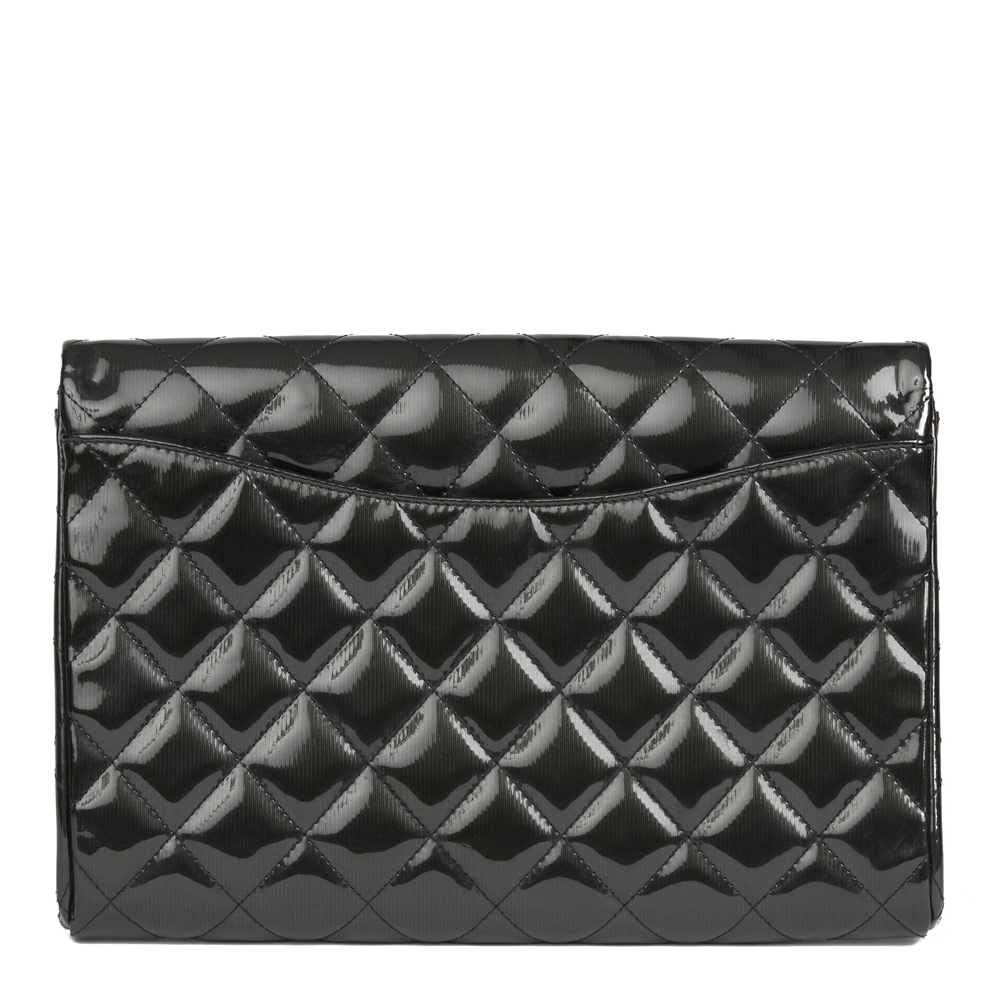 Women's 2012 Chanel Black Quilted Patent Leather Clutch-on-Chain