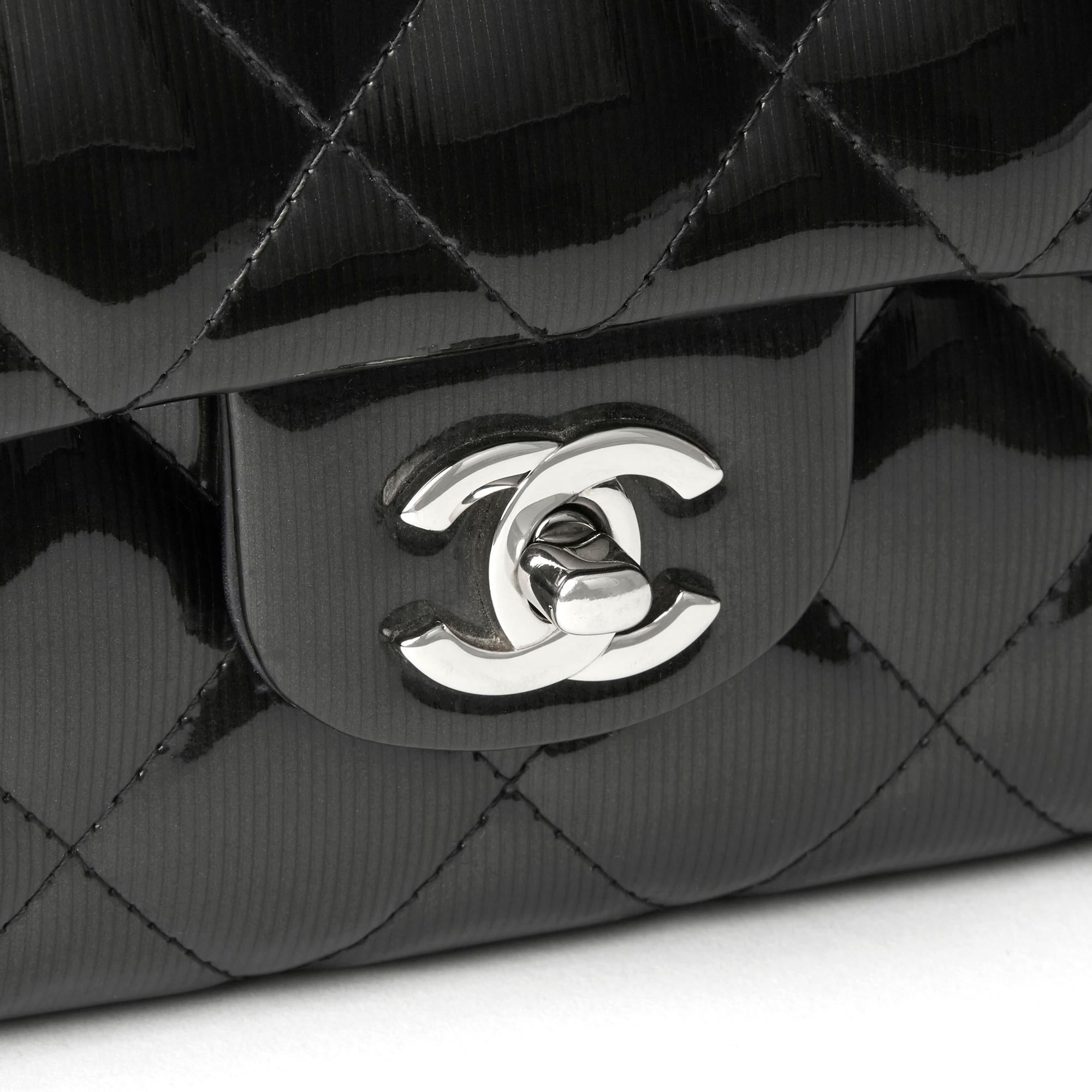 2012 Chanel Black Quilted Patent Leather Clutch-on-Chain 2