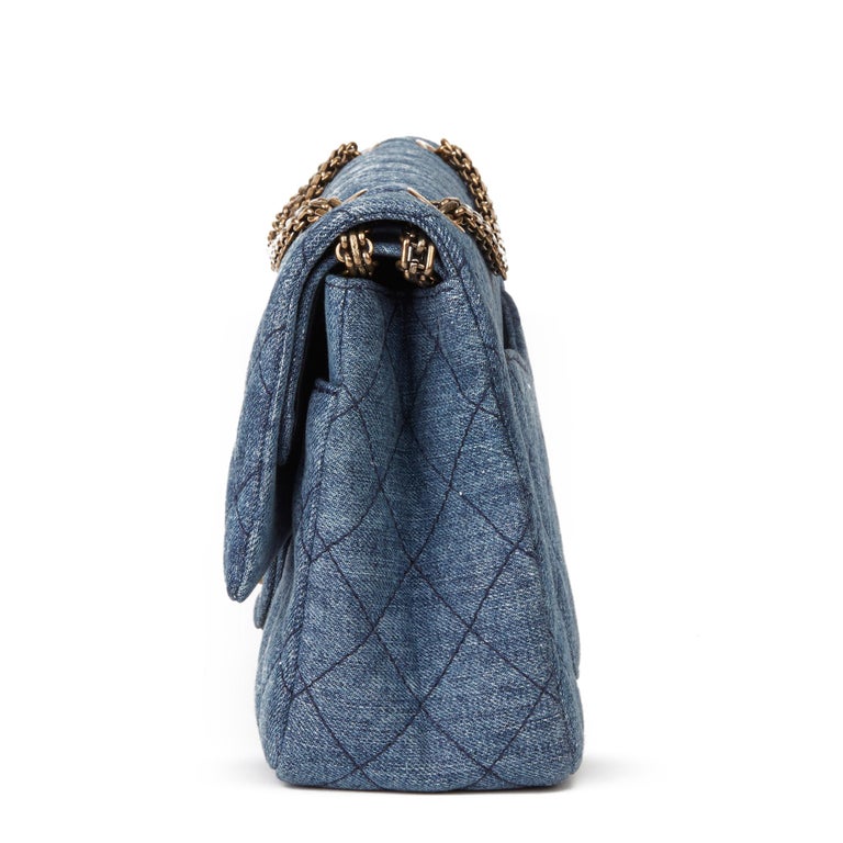 2012 Chanel Blue Quilted Denim 2.55 Reissue 226 Double Flap Bag at 1stDibs