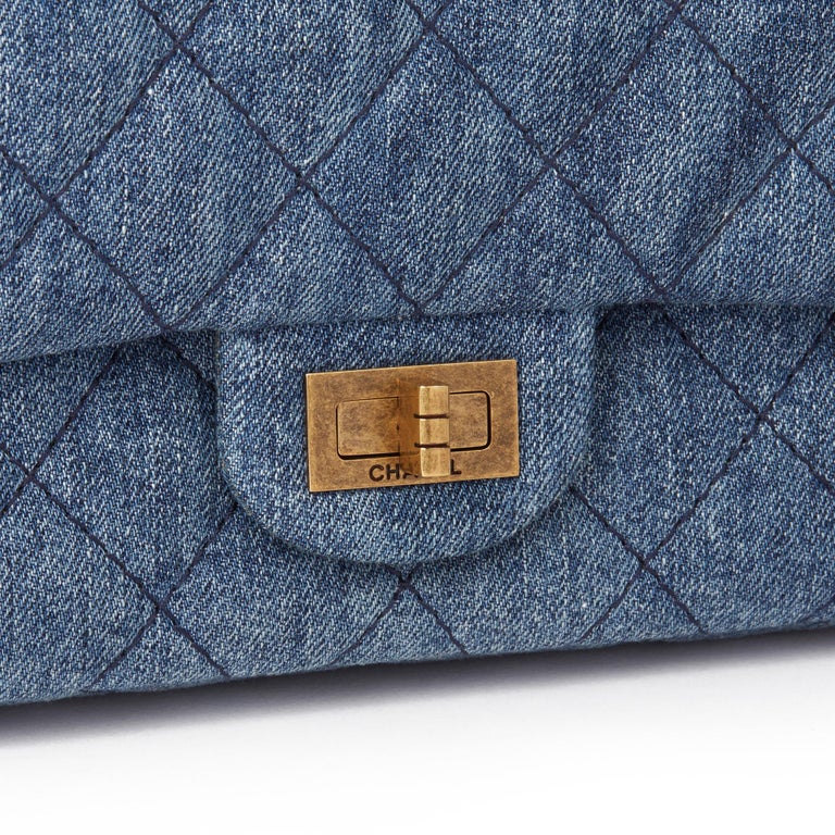 2012 Chanel Blue Quilted Denim 2.55 Reissue 226 Double Flap Bag at