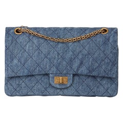 2012 Chanel Blue Quilted Denim 2.55 Reissue 226 Double Flap Bag
