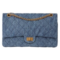 2012 Chanel Blue Quilted Denim 2.55 Reissue 226 Double Flap Bag