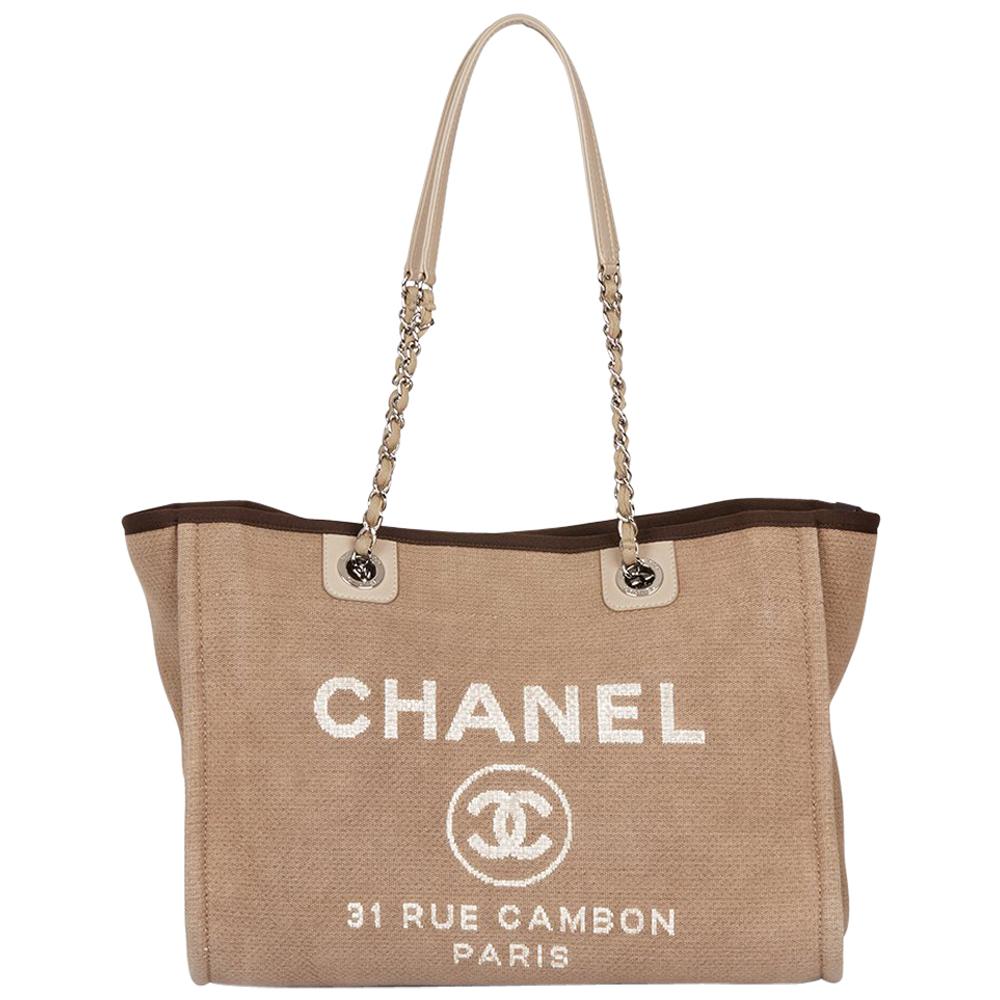 2012 Chanel Brown Canvas Small Deauville Tote