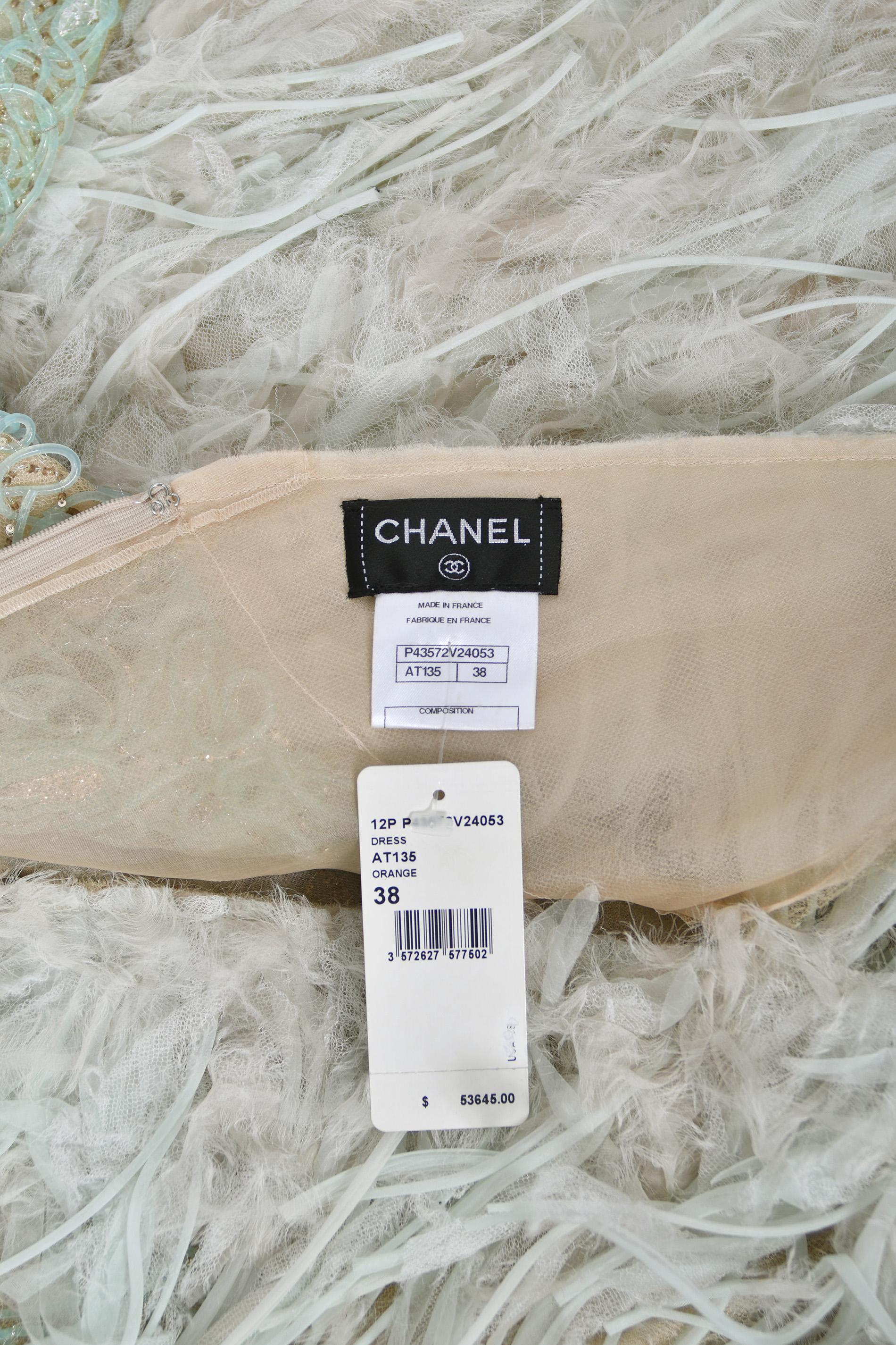 2012 Chanel by Karl Lagerfeld Documented Sheer Illusion Beaded Silk Dress w/Tags 15