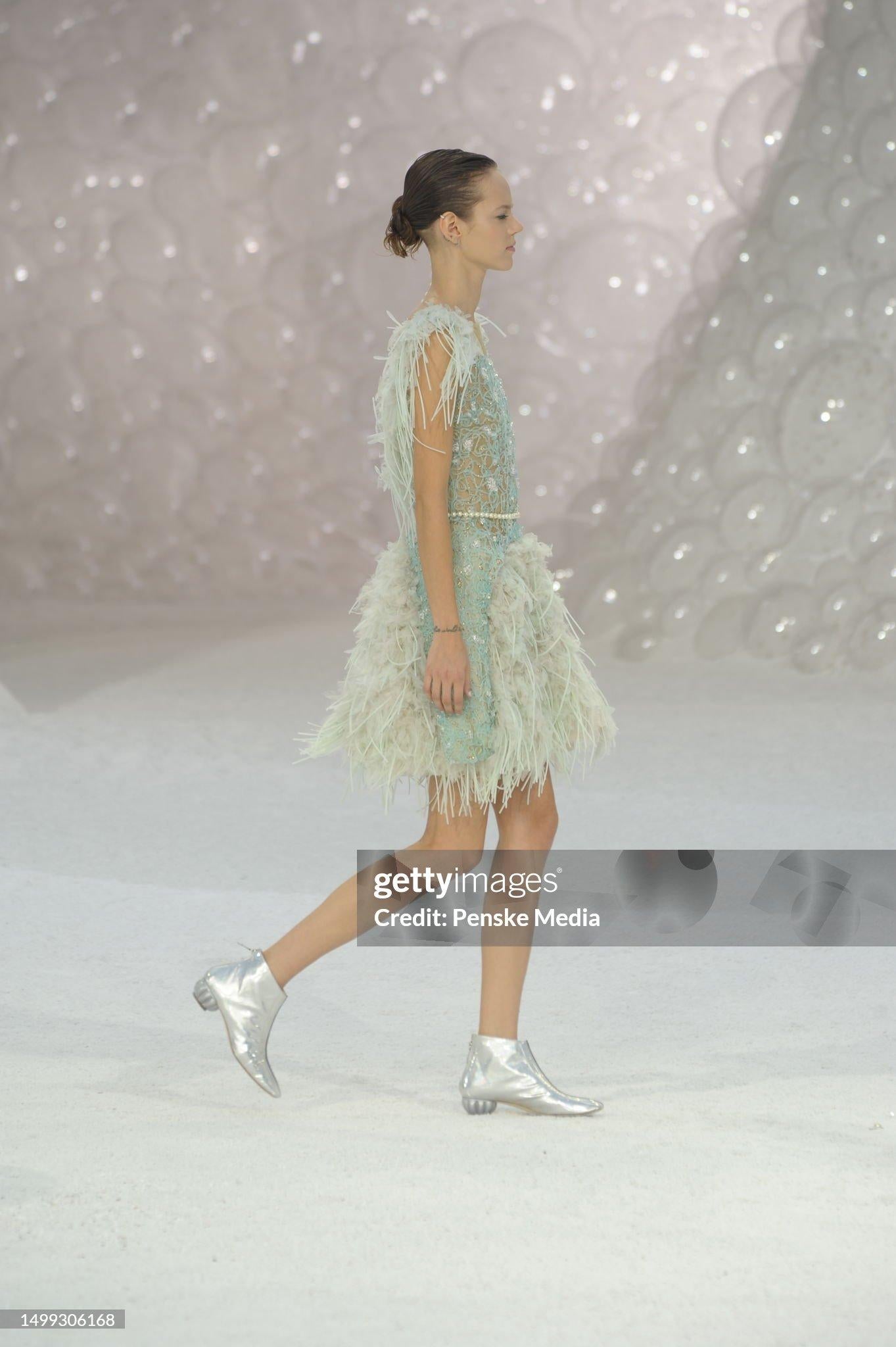 2012 Chanel by Karl Lagerfeld Documented Sheer Illusion Beaded Silk Dress w/Tags In Excellent Condition In Beverly Hills, CA